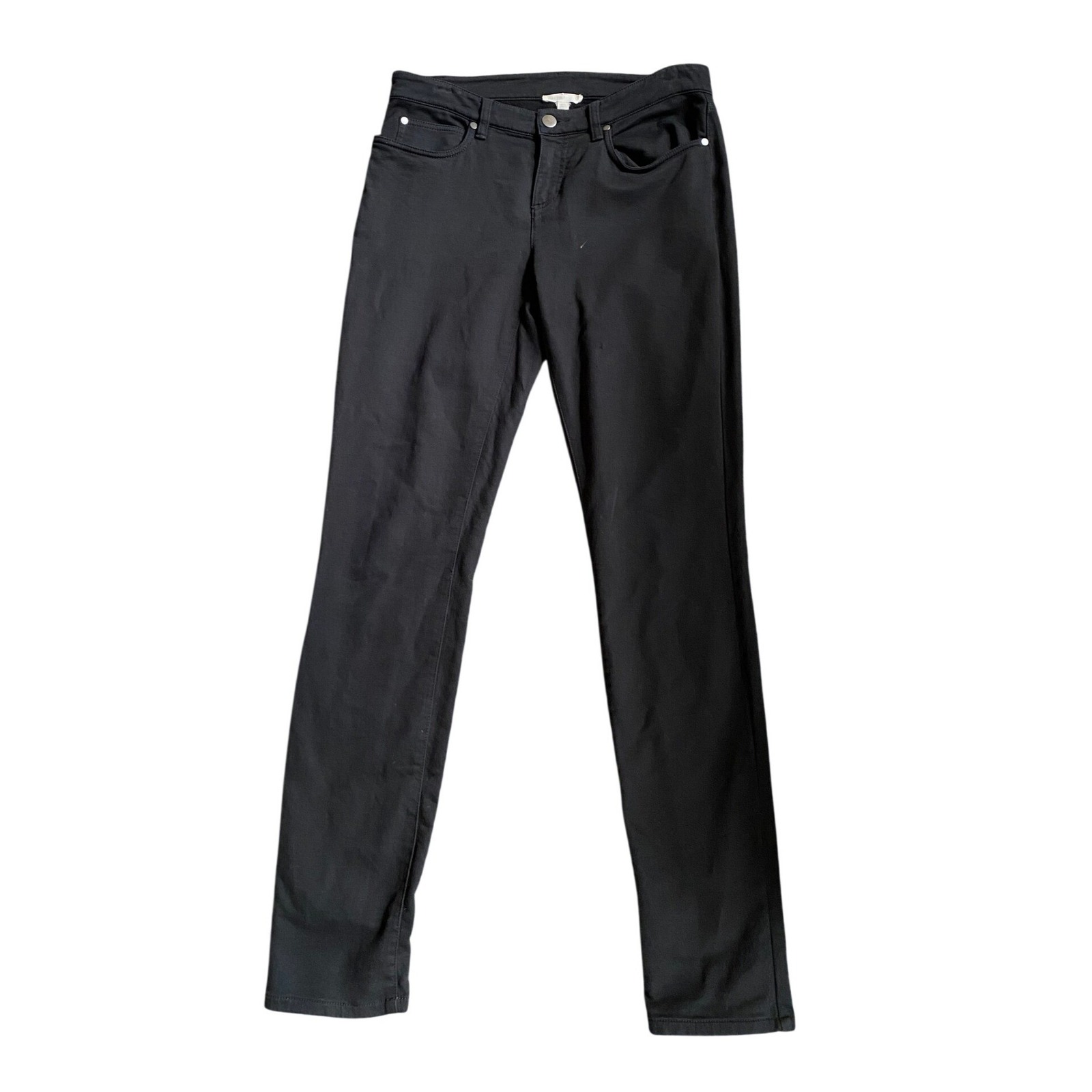 Eileen Fisher Organic Cotton Slim Leg Black Pants Jeans 4 Minimalist Capsule